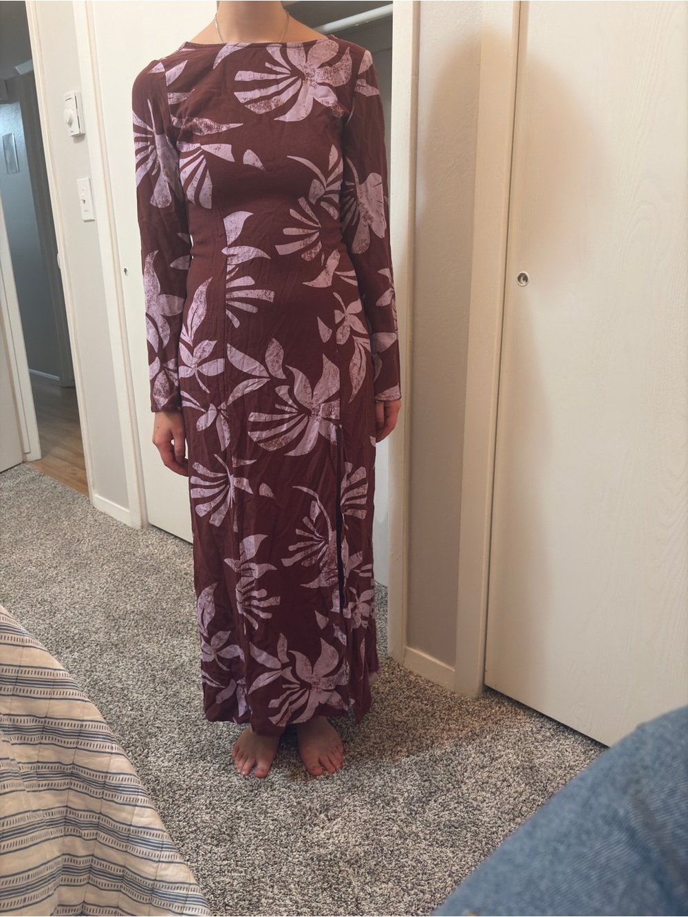 Billabong Plum Floral Long Sleeve Maxi Dress